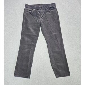 Mens JCP JC Penney Flat Front Cotton Corduroy Pants Dark Gray Size 34X30